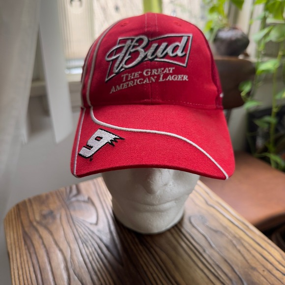 Budweiser NASCAR Richard Petty 9 Racing Hat Cap Red - Picture 1 of 8